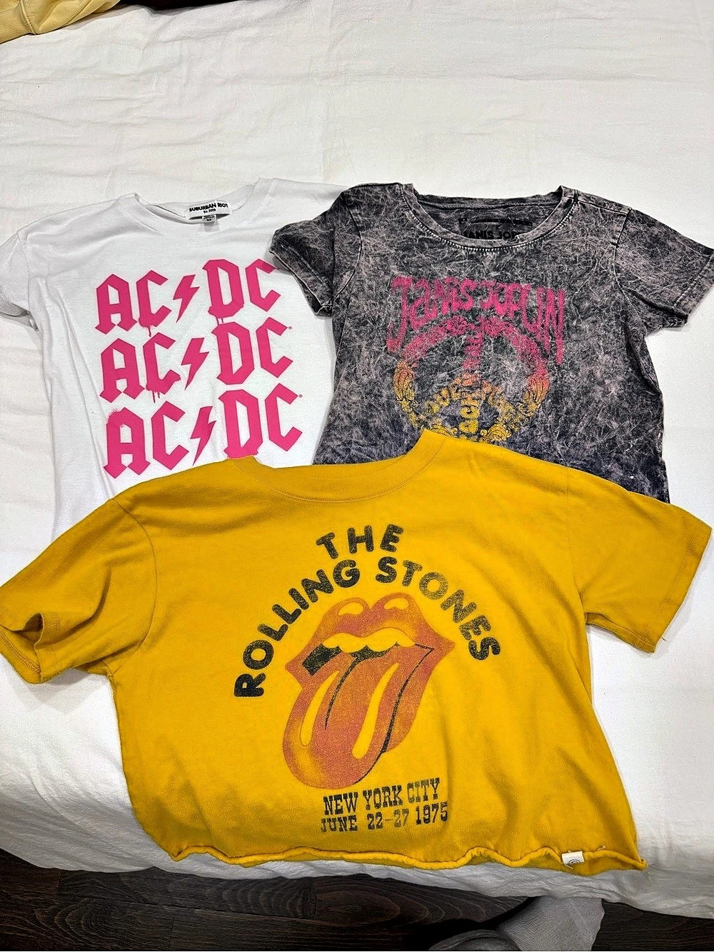 Girls’ Graphic Band Tees Yellow & Gray 3-Piece Set